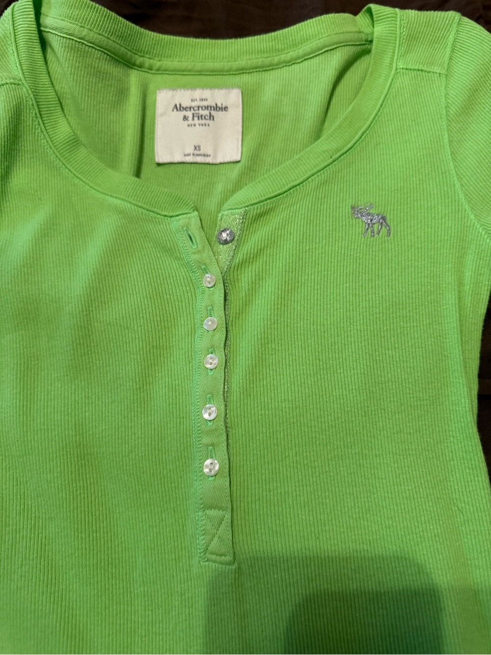 Abercrombie & Fitch Lime Green Ribbed Henley